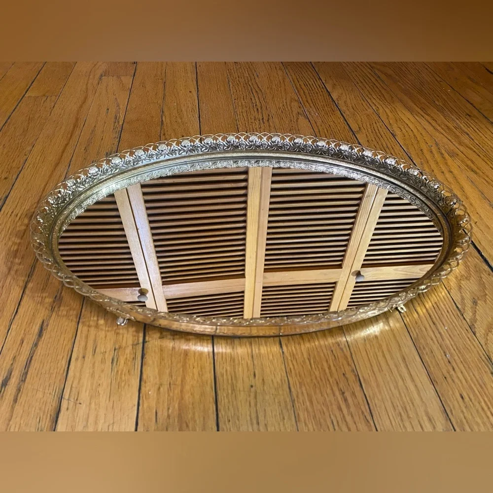 Vintage, gold mirror tray